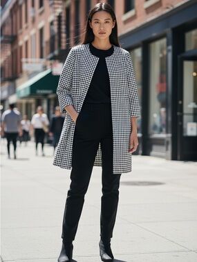 Charter Club Black and White Grid Blazer